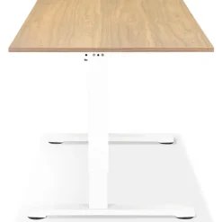 Bureau réglable en hauteur 'OSMOSE' en bois finition naturelle et métal blanc