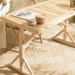 Bureau 120x60cm en branches de Teck naturel WILL Beige