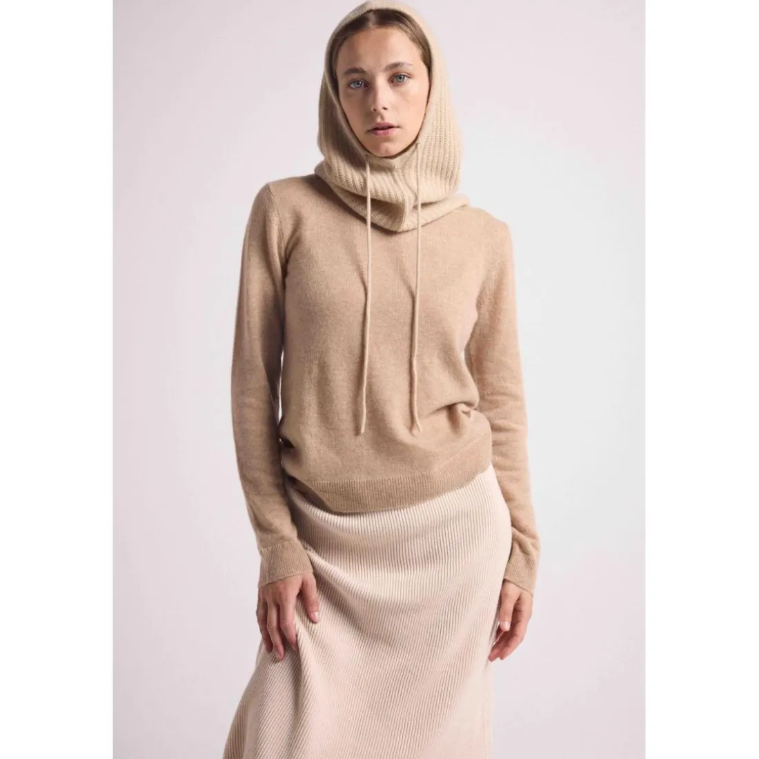 Cagoule unisexe TESSA en cachemire creme