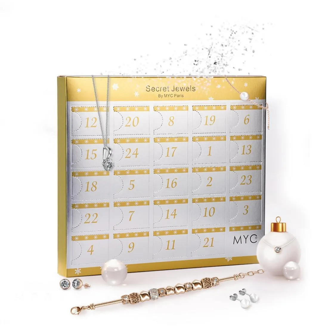 Calendrier De L'avent 24 Bijoux avec Finitions Or Rose