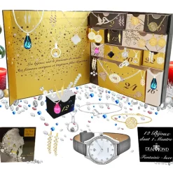 Calendrier de l'avent 11 bijoux et 1 montre ornée d'un véritable diamant - So Charm