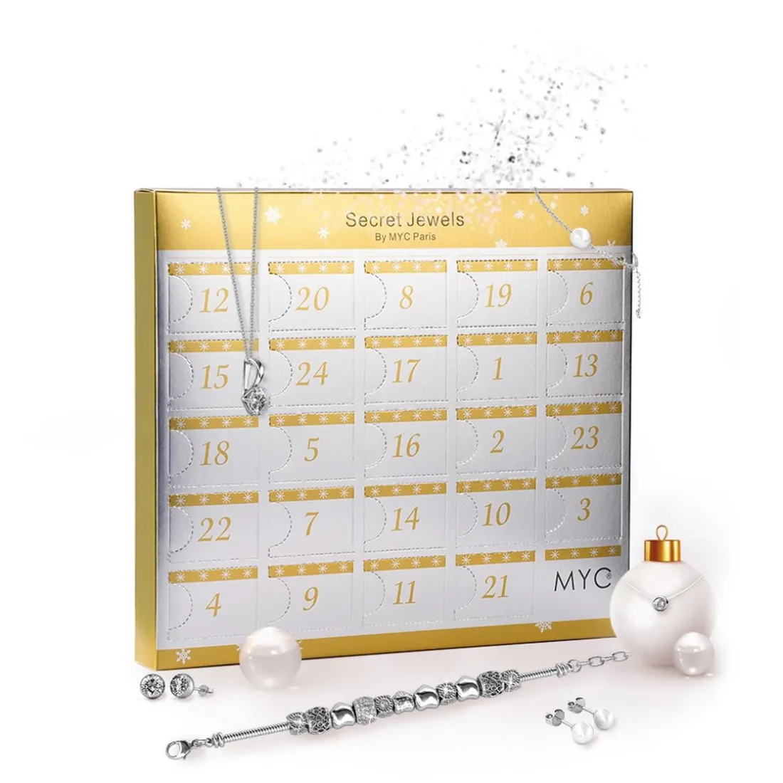 Calendrier De L'avent 24 Bijoux avec Finitions Argentées