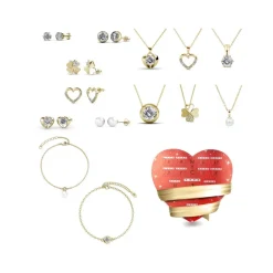 Calendrier de l'avent Coffret coeur - 14 bijoux - Doré et cristal