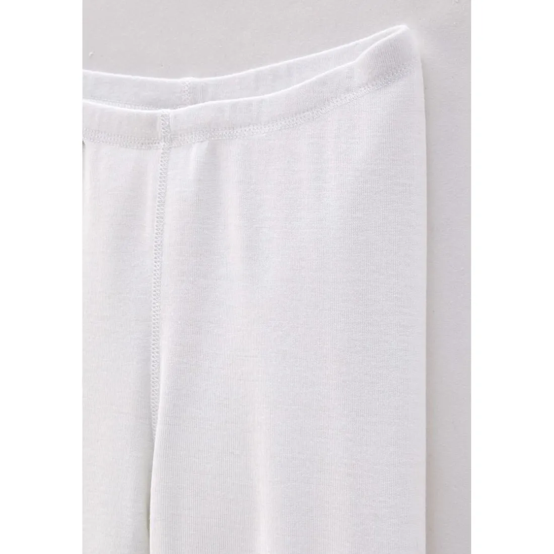 Caleçon long fine côte femme blanc