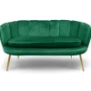 Canapé 2 places arrondi Brenda Velours Vert pieds Or