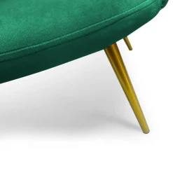 Canapé 2 places arrondi Brenda Velours Vert pieds Or