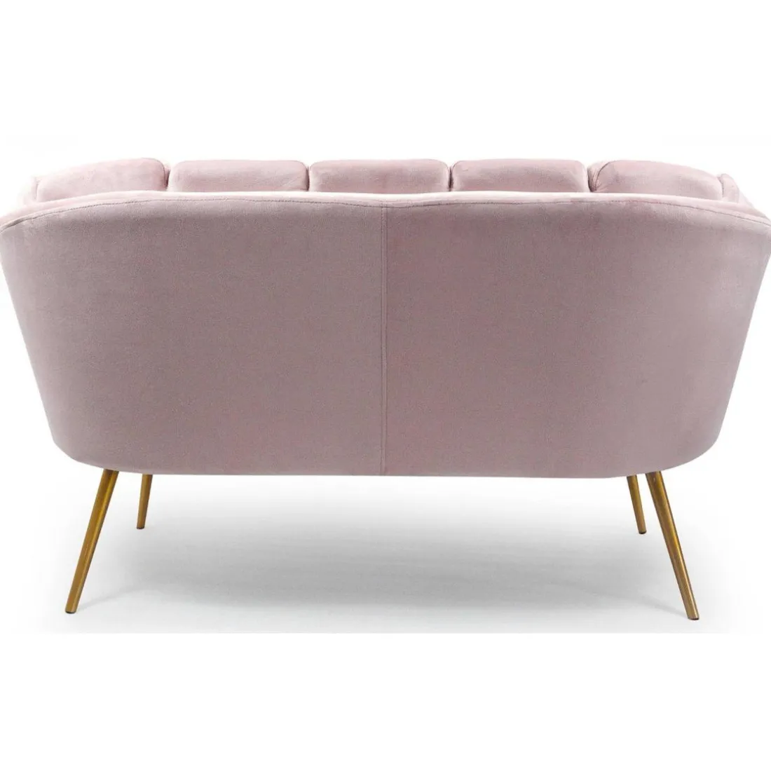 Canapé 2 places arrondi Brenda Velours Rose pieds Or