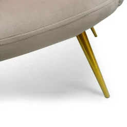 Canapé 2 places arrondi Brenda Velours Taupe pieds Or