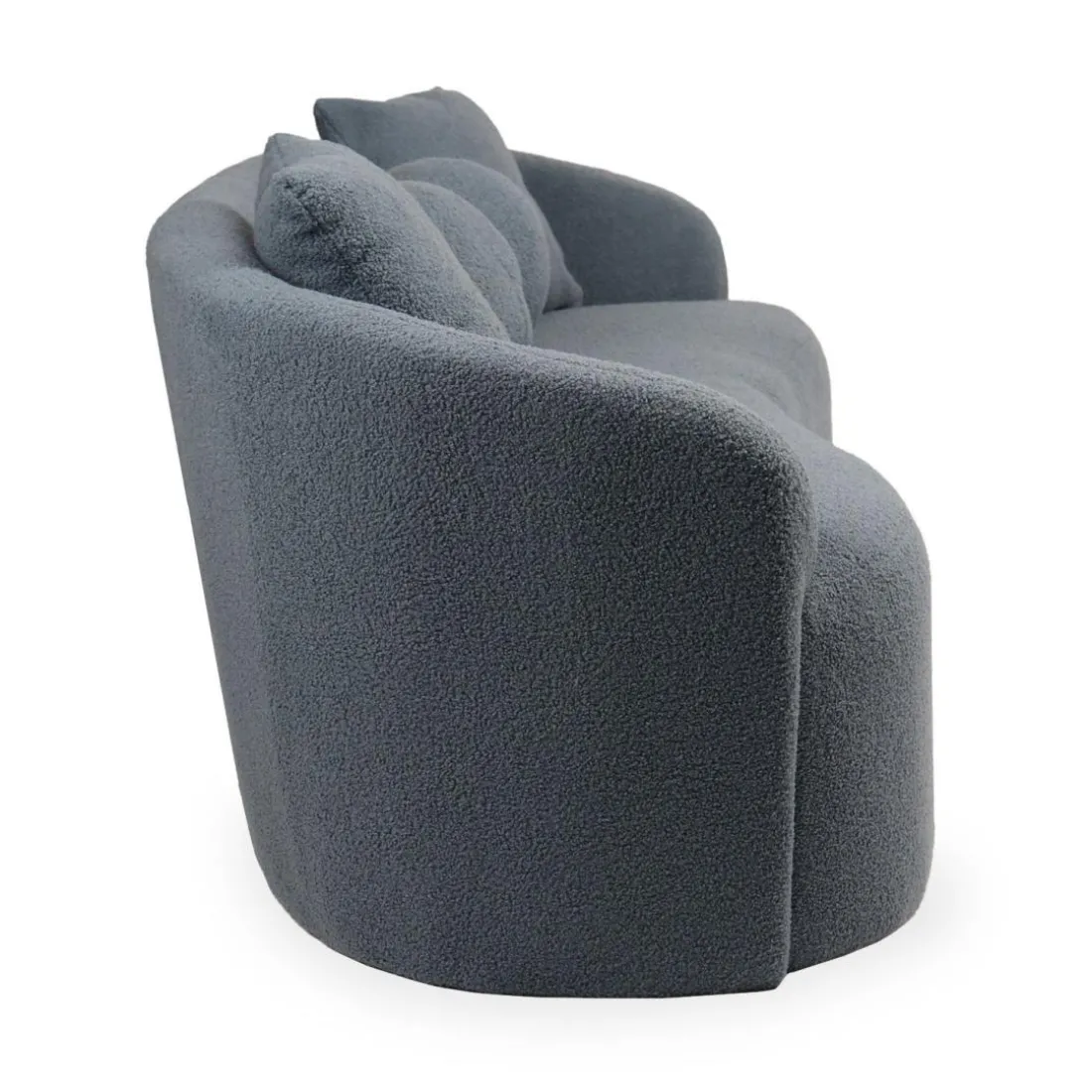 Canapé 4 places au design élégant et incurvé Alex XL Tissu bouclette Gris