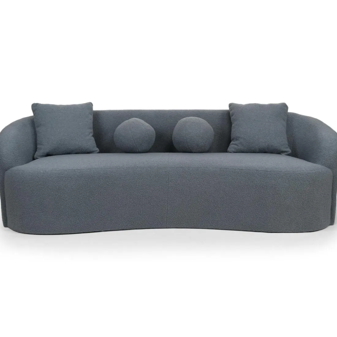 Canapé 4 places au design élégant et incurvé Alex XL Tissu bouclette Gris