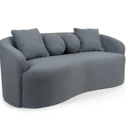 Canapé 3 places au design élégant et incurvé Alex Tissu bouclette Gris