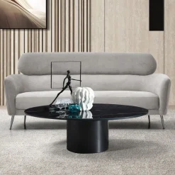 Canapé 3 places moderne avec haut dossier Damigal Tissu doux Gris
