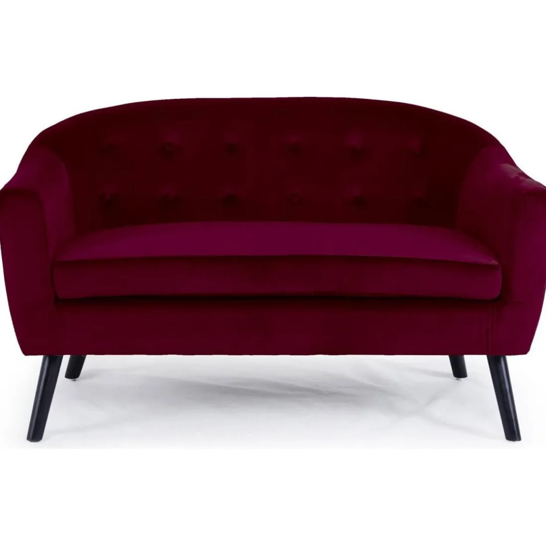 Canapé 2 Places Scandinave Velours Rouge OLAF