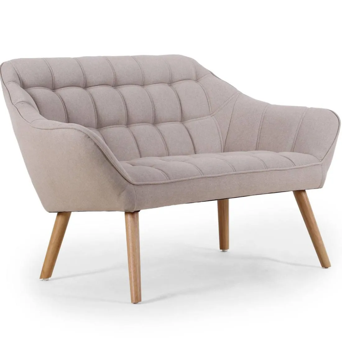 Canapé 2 places Scandinave Zentao Tissu Beige