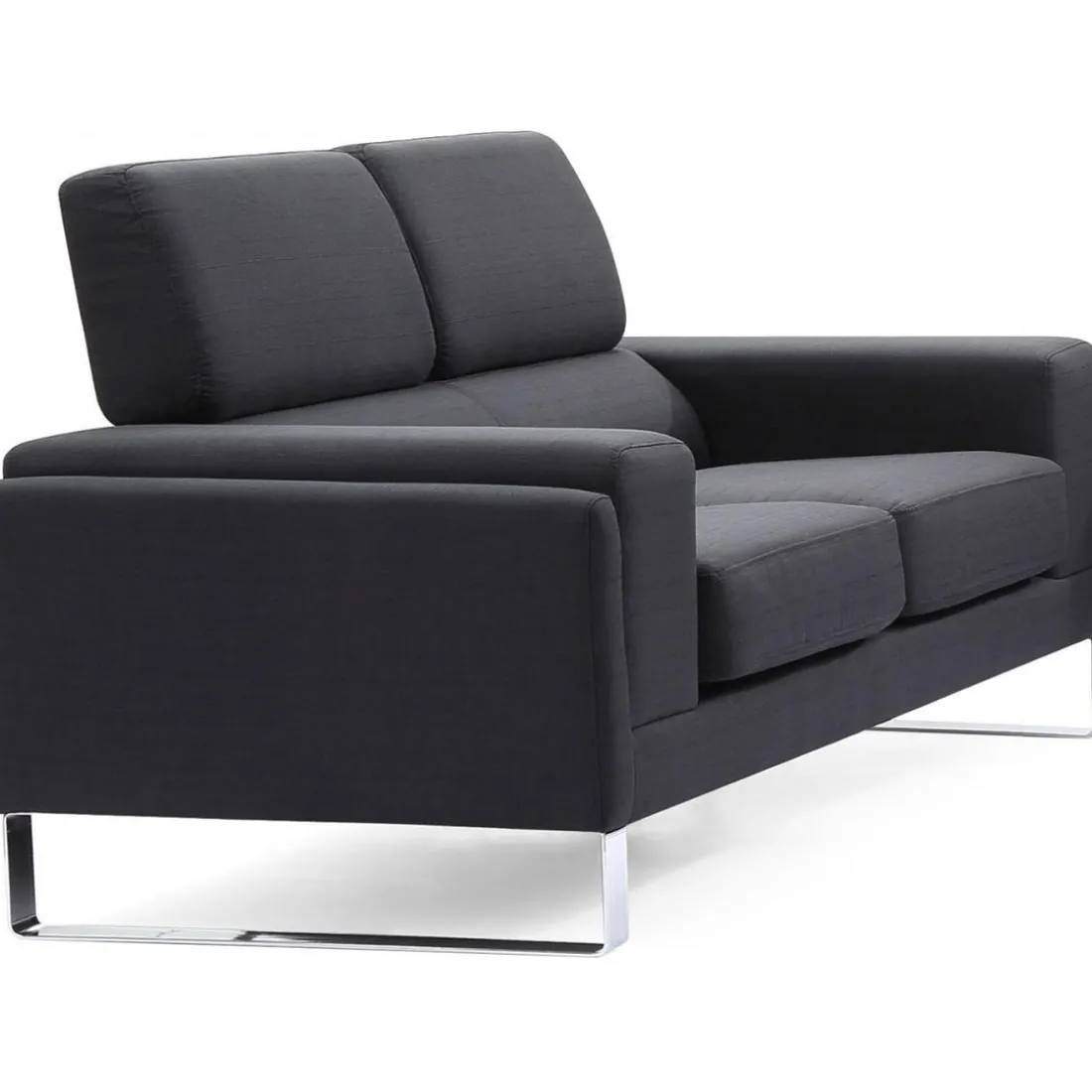 Canapé 2 Places Tissu Noir BATO