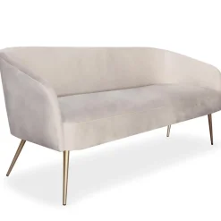 Canapé 3 places Velours Taupe Pieds Or GLAM