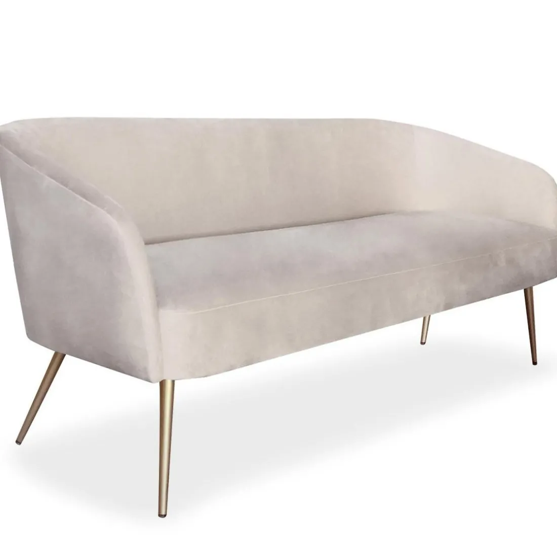 Canapé 3 places Velours Taupe Pieds Or GLAM