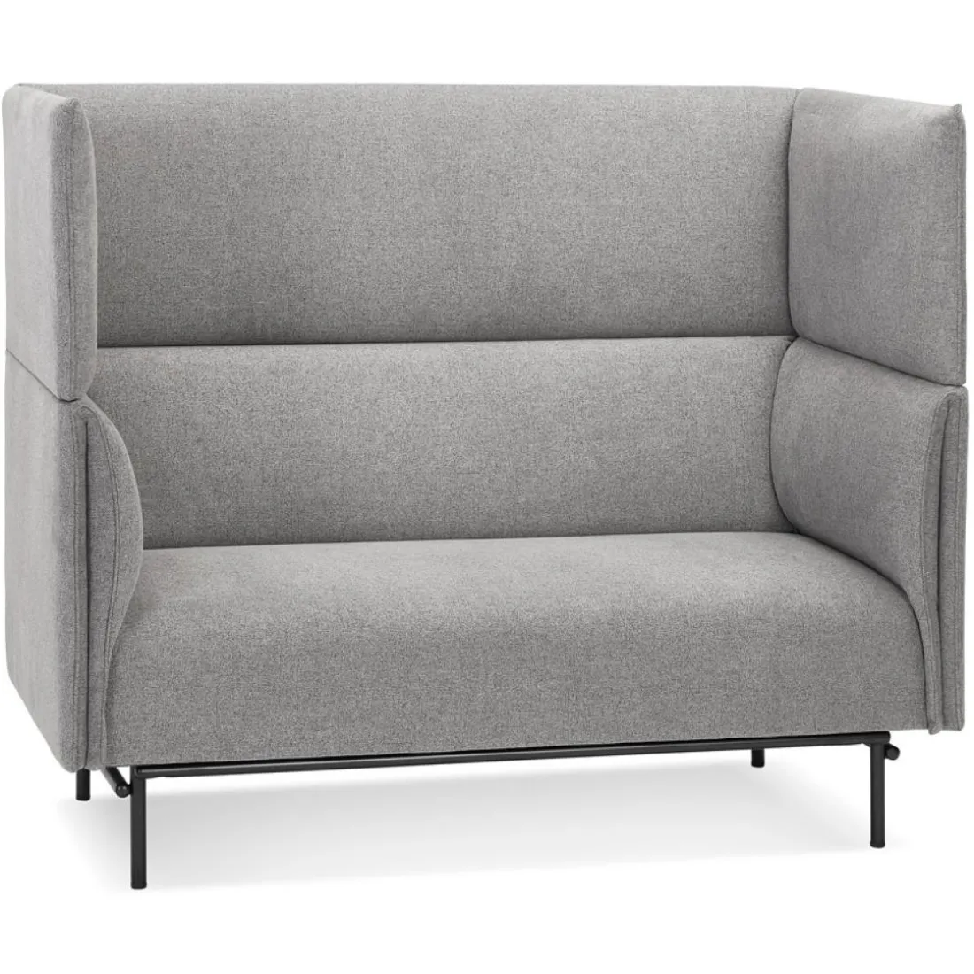 Canapé acoustique 2 places 'VISAVI' avec haut dossier en tissu gris clair