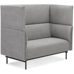 Canapé acoustique 2 places 'VISAVI' avec haut dossier en tissu gris clair