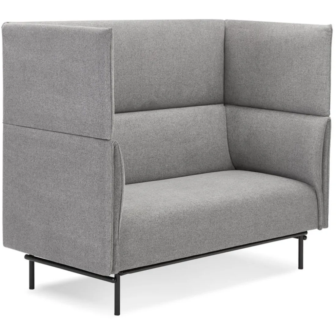 Canapé acoustique 2 places 'VISAVI' avec haut dossier en tissu gris clair