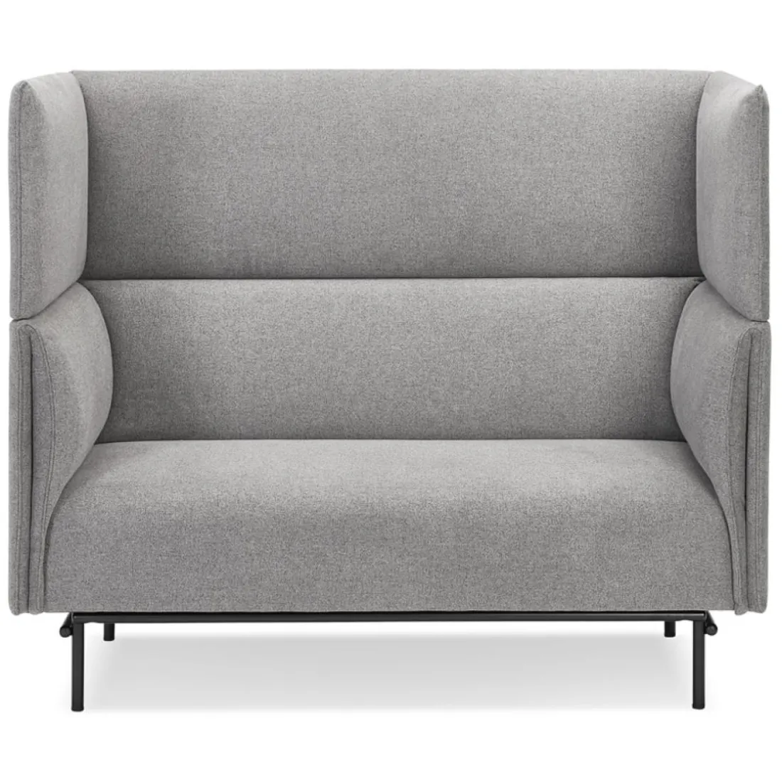 Canapé acoustique 2 places 'VISAVI' avec haut dossier en tissu gris clair