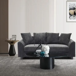 Canapé contemporain 3 places Mozart Velours côtelé Gris foncé