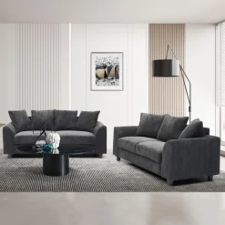 Canapé contemporain 2 places Mozart Velours côtelé Gris foncé