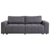 Canapé convertible 3 places Cloudy Tissu effet lin Gris foncé