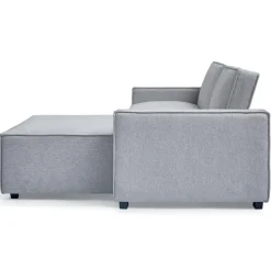 Canapé convertible cic-clac avec angle réversible Pikado Tissu effet lin Gris clair