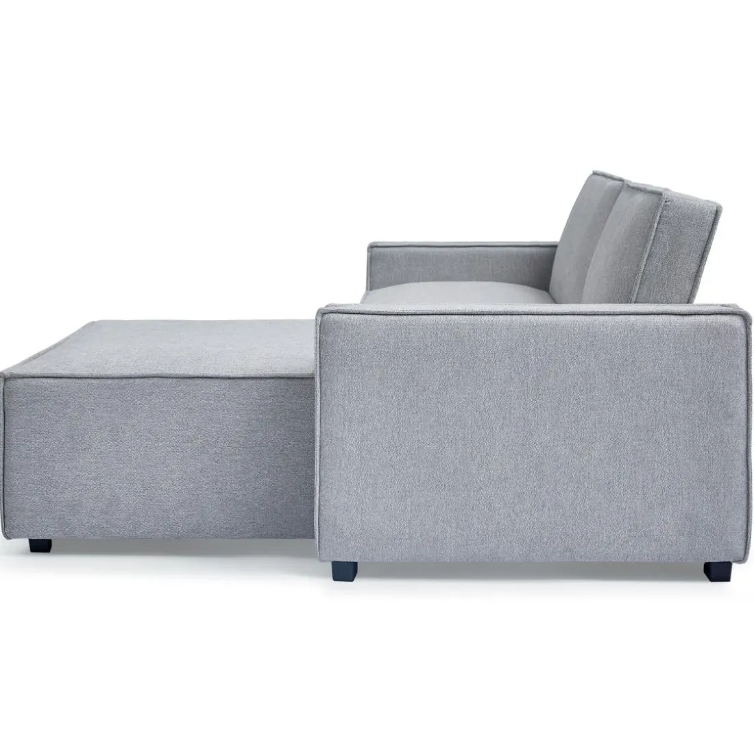 Canapé convertible cic-clac avec angle réversible Pikado Tissu effet lin Gris clair