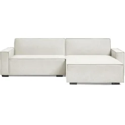 Canapé convertible cic-clac avec angle réversible Pikado Tissu effet lin Crème
