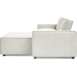 Canapé convertible cic-clac avec angle réversible Pikado Tissu effet lin Crème