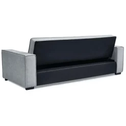 Canapé convertible clic-clac 3 places Pikado Tissu effet lin Gris clair