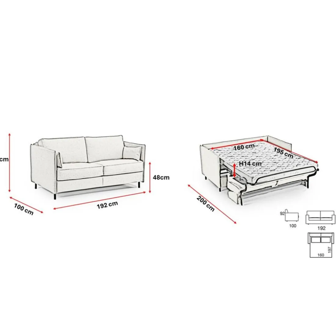 Canapé convertible express Gris anthracite 3 places ELISA