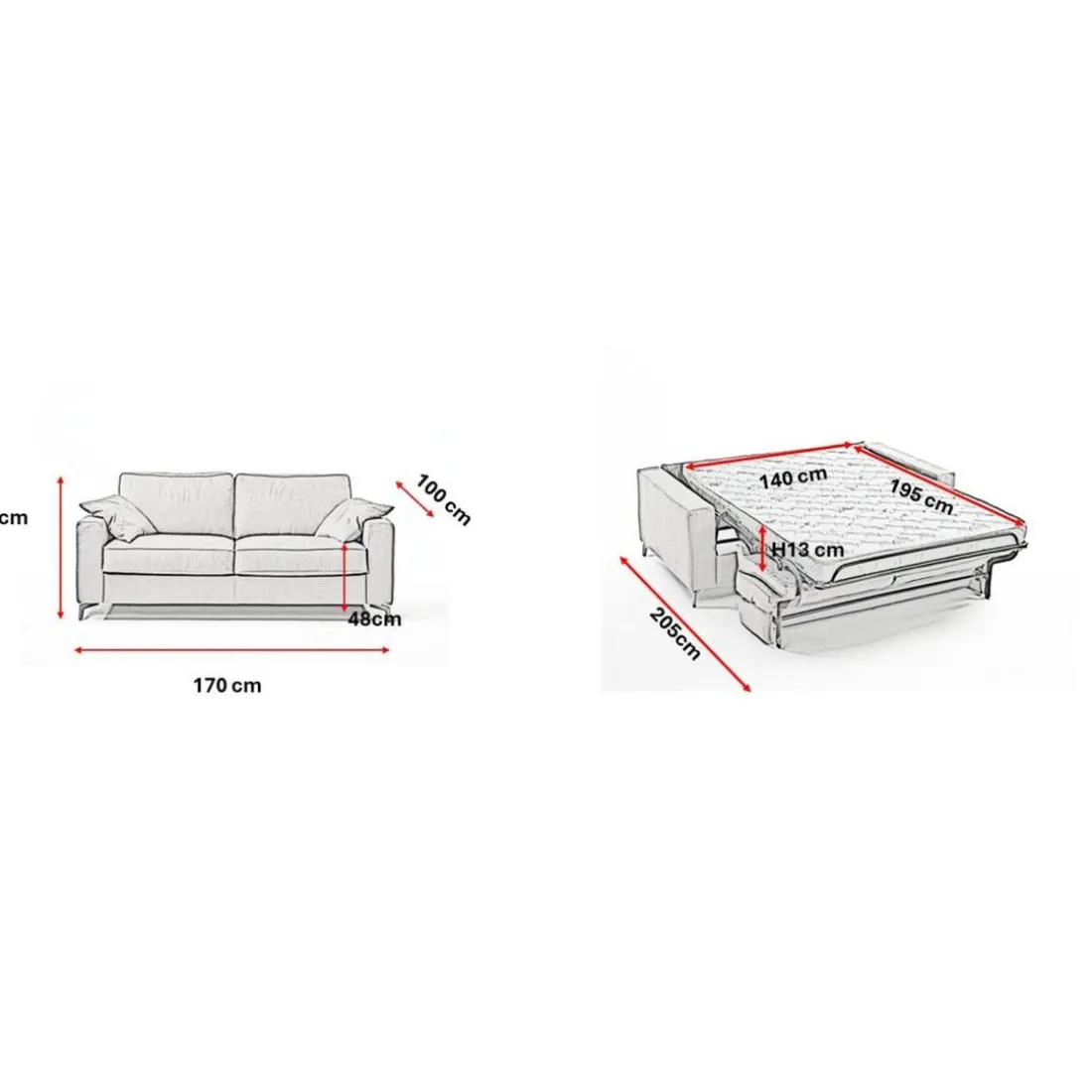 Canapé convertible express Gris Anthracite 3 places CARLA