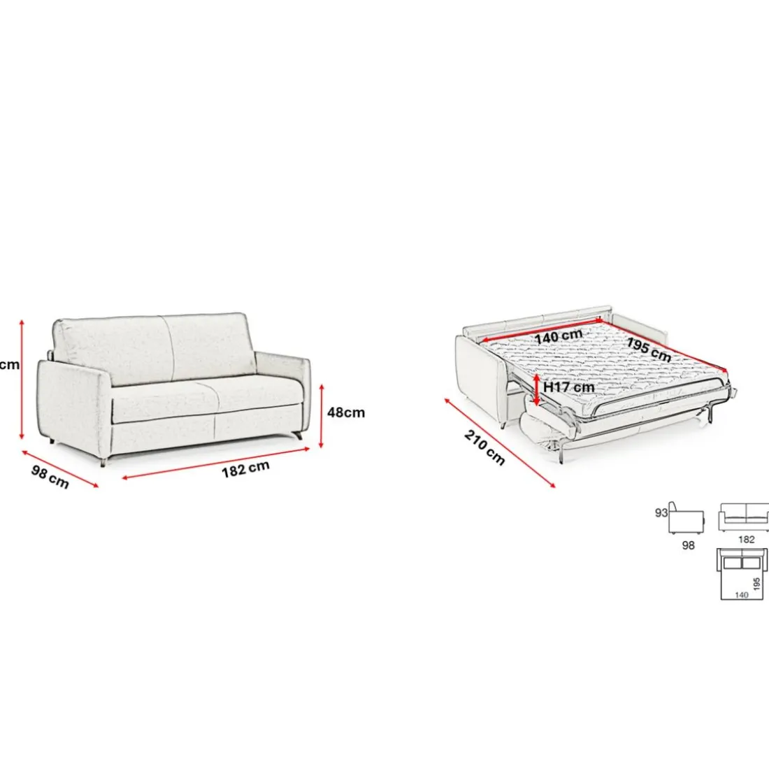 Canapé convertible express Beige Clair 3 places GIACOMO