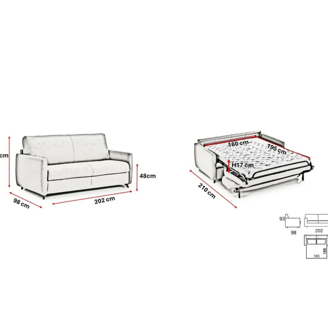 Canapé convertible express Beige Clair 3 places GIACOMO