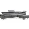 Canapé d'angle avec têtières relevables Velours Gris Foncé