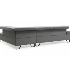 Canapé d'angle avec têtières relevables Velours Gris Foncé