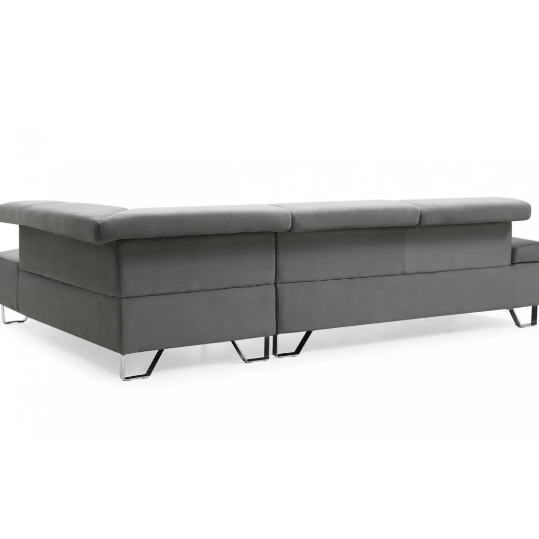 Canapé d'angle avec têtières relevables Velours Gris Foncé