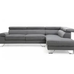 Canapé d'angle avec têtières relevables Velours Gris Foncé