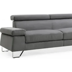Canapé d'angle avec têtières relevables Velours Gris Foncé