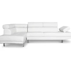 Canapé d'angle blanc avec têtière relevable MADURI