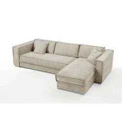 Canapé d'angle reversible Beige convertible express avec méridienne coffre ISABELLA Angle