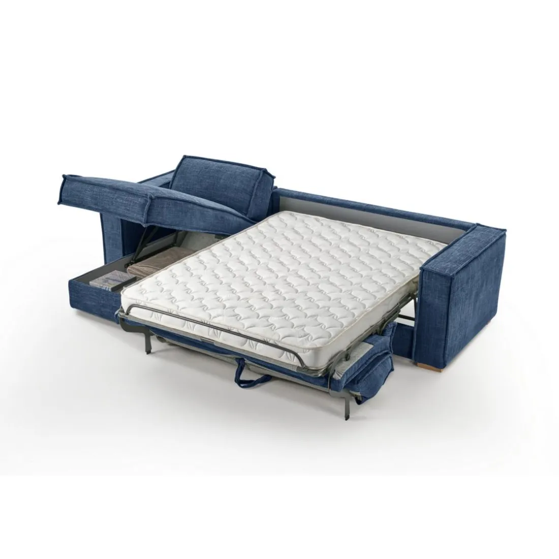 Canapé d'angle reversible Bleu convertible express avec méridienne coffre ISABELLA Angle