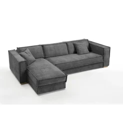Canapé d'angle reversible Gris Anthracite convertible express avec méridienne coffre ISABELLA Angle