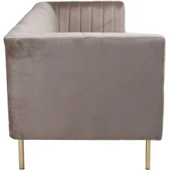 Canapé moderne 3 places à coutures verticales Sacramento Velours Taupe