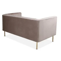 Canapé moderne 2 places à coutures verticales Sacramento Velours Taupe