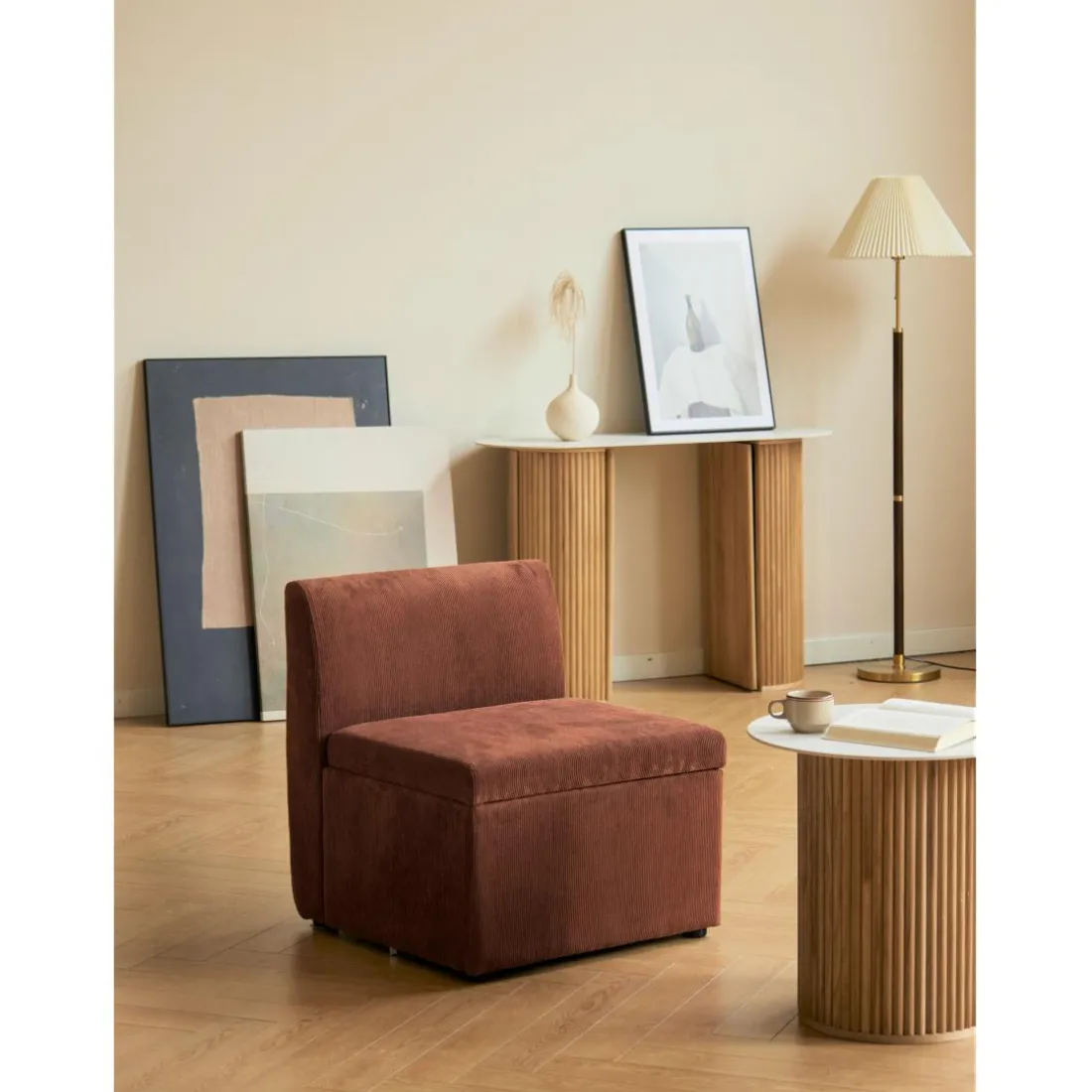 Canapé modulable VARDE design scandinave raffiné en velours avec mousse