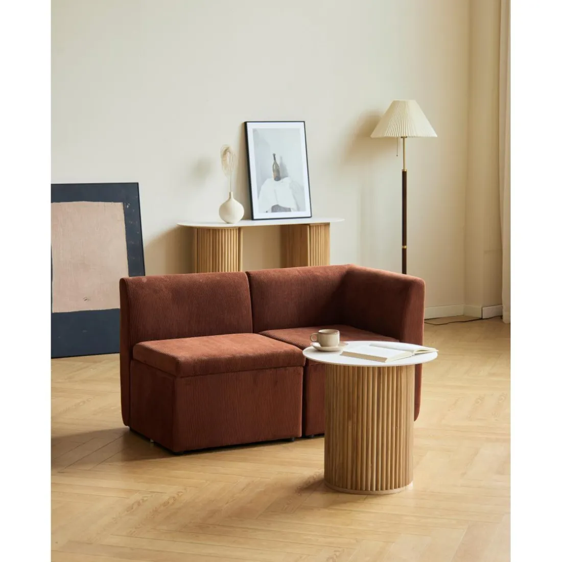 Canapé modulable VARDE design scandinave raffiné en velours avec mousse